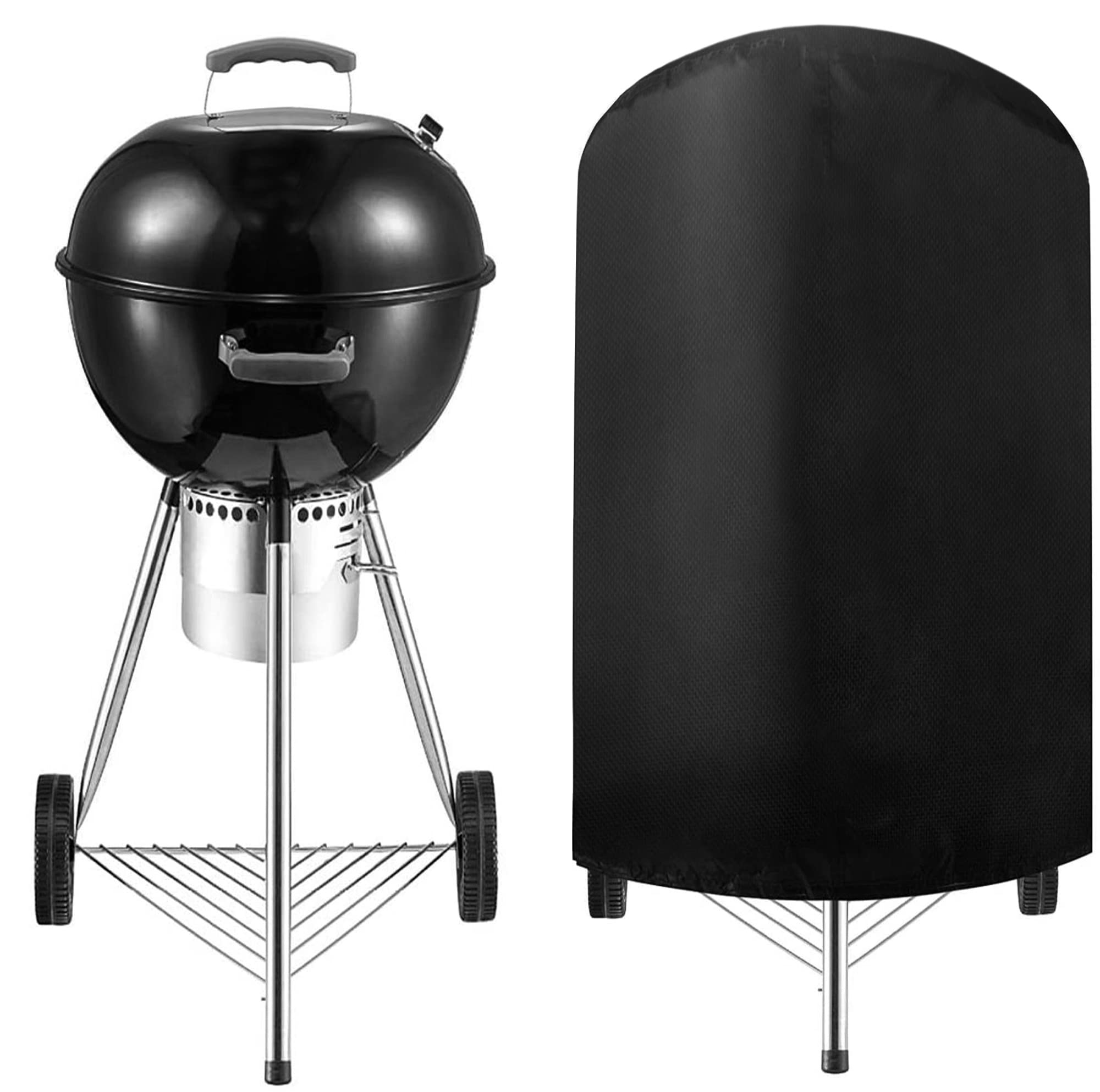 PETELA BBQ Cover Round Waterproof Barbeque Cover Outdoor Garden Heavy Duty Waterproof Durable Fabric Grill Cover (75x70cm)30 inches