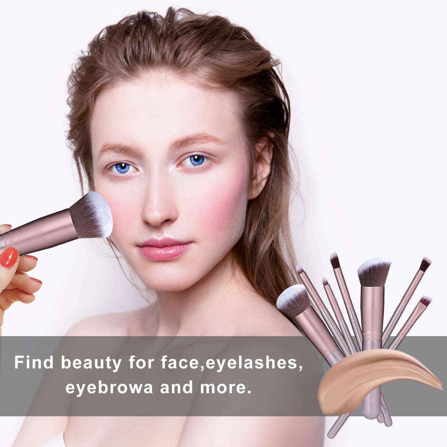 BS-MALL Makeup Brush Set 18 PCS Premium Synthetic Kabuki Foundation Eyebrow Eyeshadow Concealer Blending Eyeliner Comestic Brushes Champagne (Purple Silver): Beauty