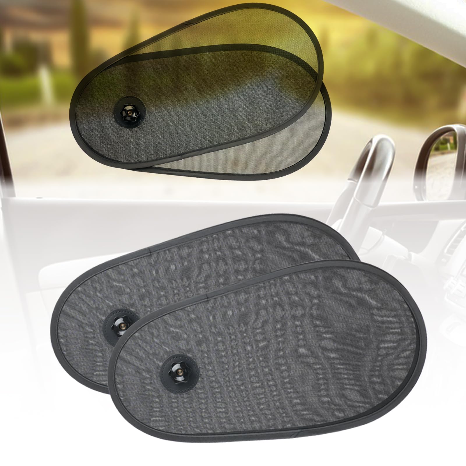 Photo 1 of 2 PCS Adjustable Side Window Sunshades, Adjustable & Rotatable Side Window Sun Shade, Car Window Shade for Baby, with Strong Suction Cup, Fit Most of Vehicle (Black)