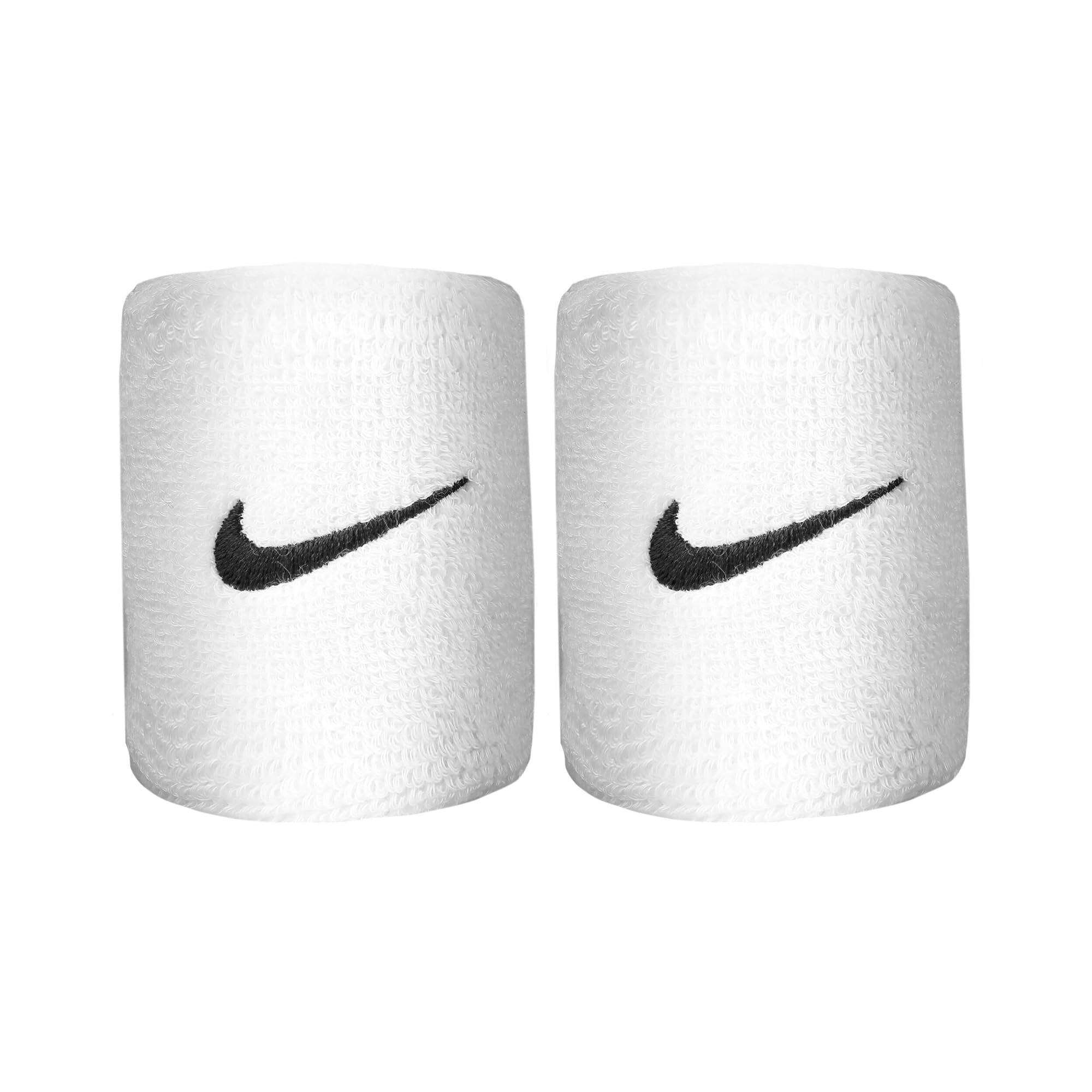 Nike Unisex Swoosh Wristbands, White/Black, One Size