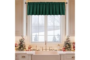 MIULEE Christmas Blackout Window Valance for Bedroom Kitchen Bathroom Living Room Darkening Rod Pocket Curtain Valance, Thermal Insulated Window Treatment 1 Panel, 52 x 18 Inches, Hunter Green