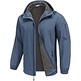 COOFANDY Men's Hooded Softshell Jacket Waterproof Fleece Lined Windbreaker Lightweight Outdoor Hiking Jacket