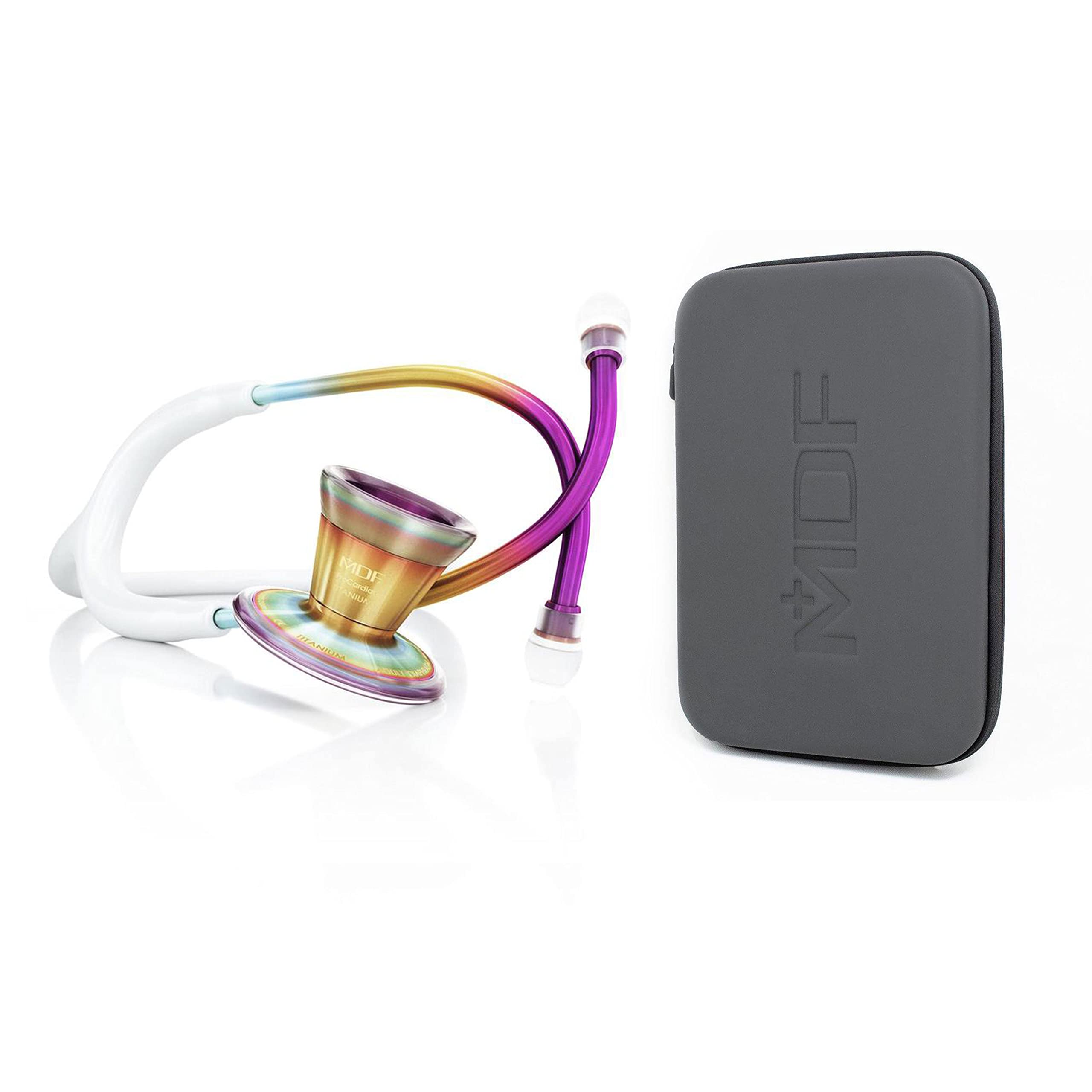 MDF Instruments, ProCardial Cardiology Stethoscope, Lightweight Titanium, MDF797TKL29 + MDF Travel Case for Stethoscope and Diagnostic Kits, Medium (MDFSCM12)