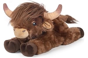 CUCKOOL Highland Cow Stuffed Animals, Microwavable Stuffed Animal Adorable Fluffy Highland Cow Plush for Warmth Comfort, Heatable Coolable Lavender Scent Toy, Cute Soft Plushies Gift for Kid Boys Girl & Adult