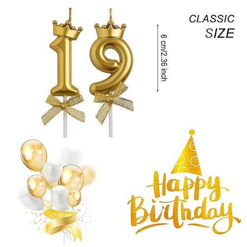 Gold 18 & 81 Birthday Candles - 3D Diamond Number Cake Toppers For Milestone Birthdays