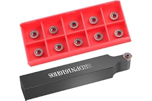 IWONGO 11pcs RPMT08T2MOE R4 Indexable Carbide Milling Inserts Blade Milling Cutter with 5/8" SRDPN1616H08 Indexable Carbide Milling Tool Holder Metal Lathe Cutting Tools