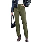 GRAPENT Corduroy Pants for Women High Wasited Straight Leg Elastic Waist Stretchy Casual Work Pants Fall Winter Trousers