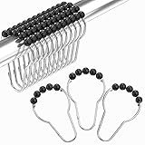 Amazer Black Shower Curtain Hooks, Decorative Rust