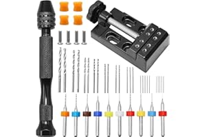 Saihisday Mini Modeling Hand Drill Set with Pin Vise Hand Drill Twist Drill Mini Drill Bench Vise for Craft Carving Jewelry D