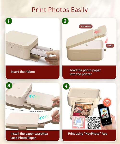 HPRT CP4100 4X6 PHOTO PRINTER WITH 20 SHEETS & 1 RIBBON, FULL-COLOR THERMAL DYE SUBLIMATION WI-FI PRINTING, PORTABLE INSTANT PICTURE PRINTER FOR IPHONE/ANDROID, AR VIDEO, FUN APP, HOME USE, XMAS KIT