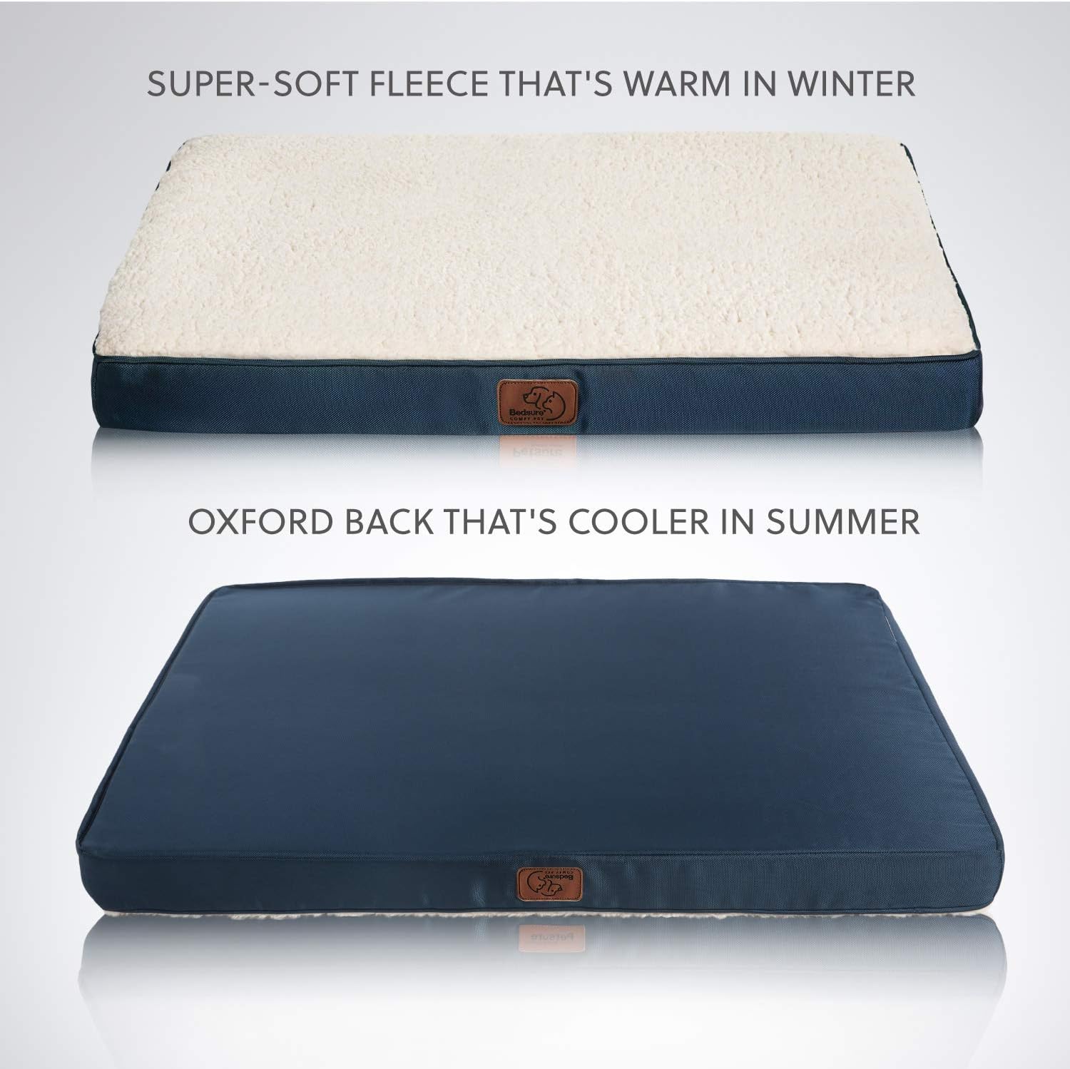 Bedsure Large Dog Bed for Small, Medium, Large Dogs/Cats Up to 75 lbs - Orthopedic Egg-Crate Foam with Removable Washable Cover - Water-Resistant Pet Mat for Crate, Denim Blue : Pet Supplies