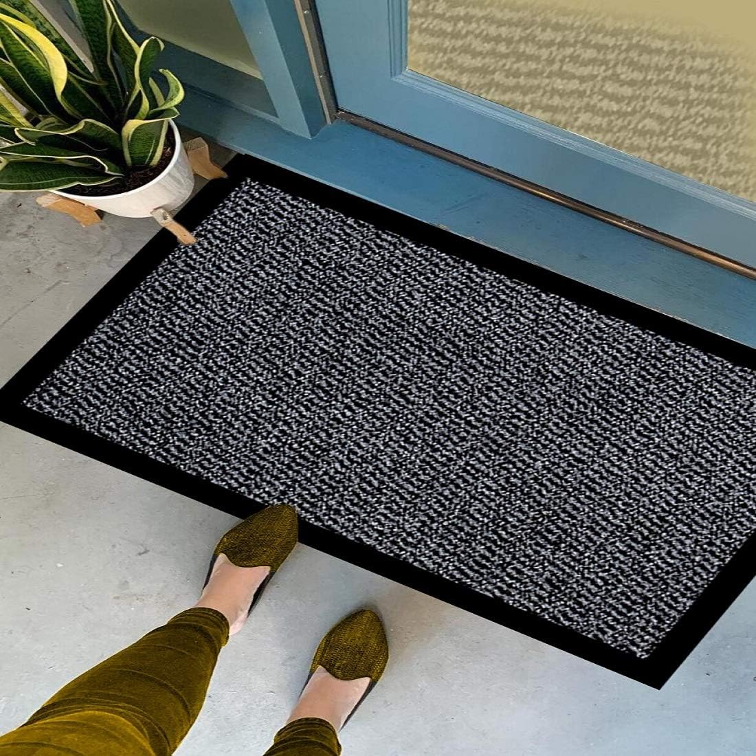 JKZ RUG AND DOORMATS Door Mat Heavy Duty Non Slip Outdoor Indoor Door Mat Rubber Door Floor Mats Kitchen Mats Dirt Trapper Barrier Mats Washable Entrance Mats (Grey - Image 5
