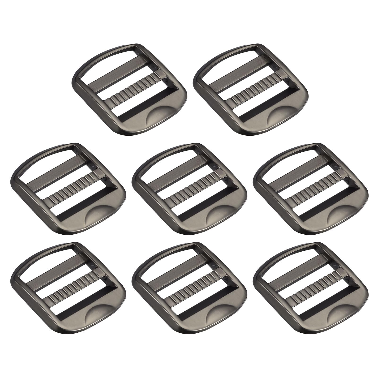 Uxcell Metal Ladder Buckle Slider Tri-Glider Metal Adjustable Buckles, 8pcs 25mm(1") Inner Width for Webbing Backpack Strap, Matt Gun-black