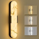 SMINGYINGZ Black Alabaster Wall Sconce,20" Modern Indoor LED Wall Light Natural Marble Wall Sconces Dimmable for Living Room,