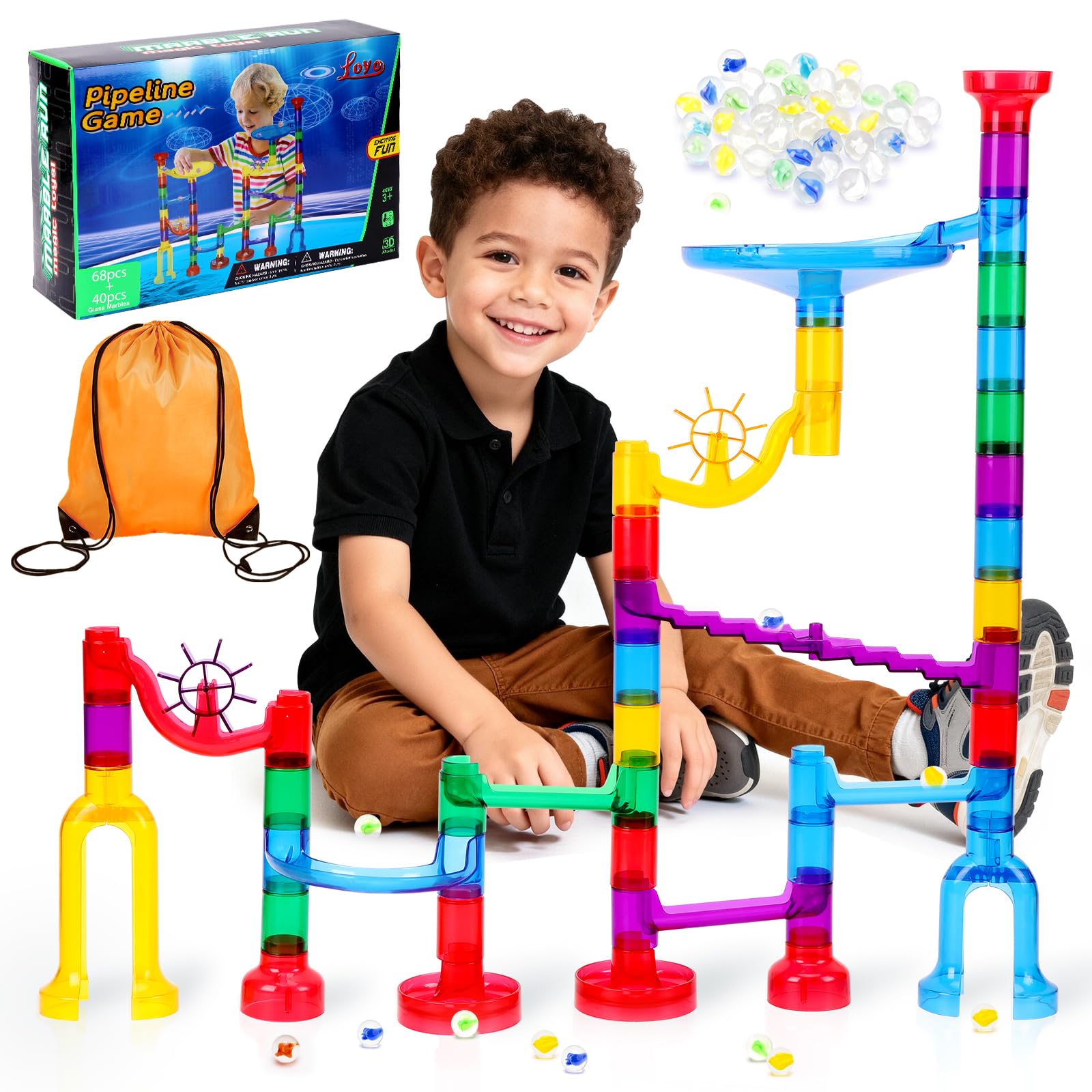 LOYO 109 Pieces Marble Run, Marble Run Construction Toys for 4 5 6 7 8 Year Old Kids Birthday Gifts