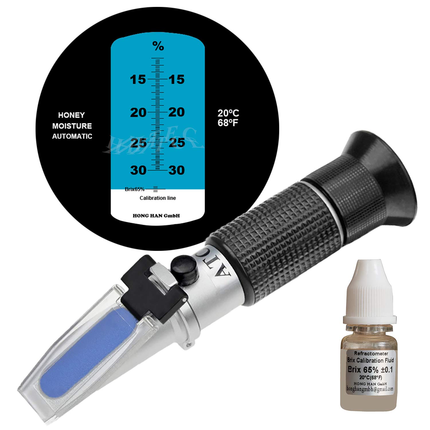 HHTEC Honey Refractometer 12–30% Water – ATC – Accurate Moisture Tester for Beekeeping – Prevent Fermentation
