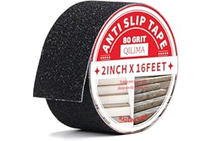 Qilima Anti Slip Tape - Waterproof Non Slip Stair Grips, Outdoor Adhesive Grip Tape for Step Treads, Black, 2inx16.5ft