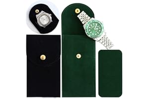 Besforu 4PCS Watch Travel Case for Men and Women Portable Velvet Watch Pouch Watch Storage Bag and Organizer (2BLACK+2GREEN)