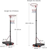 Yaheetech Portable Netball Hoop Adjustable 1.71-3.05m Free Standing view 3