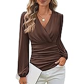 GRACE KARIN Long Sleeve Blouses for Women Dressy Casual, Wrap Tops Work Shirts, 2026 Spring Business Outfits