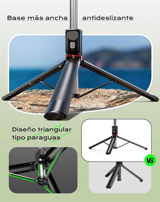Palo Selfie y Trípode para Móvil, 170cm Tripe Telemovel Portátil con Mando a Distancia, Compatible con iPhone/Android