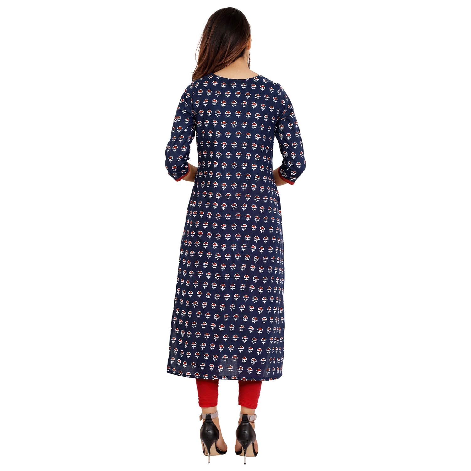 shades n shadows women cotton straight kurti (blue)