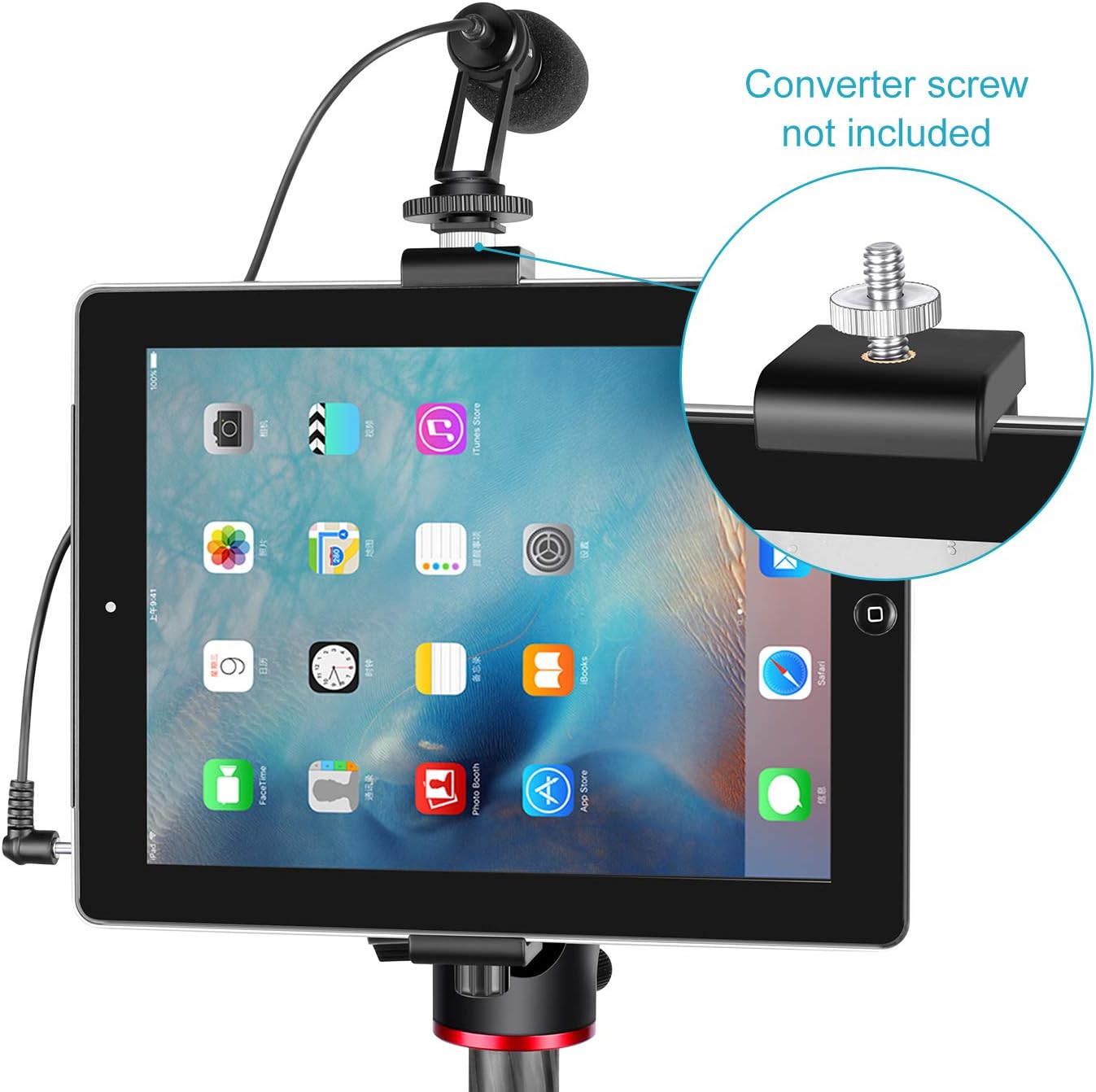 Neewer Tablet Tripod Mount - Adapter Holder 16-23.5cm for iPad Mini Air, Pro, Surface, Samsung Tab 7.0 Series - Image 3