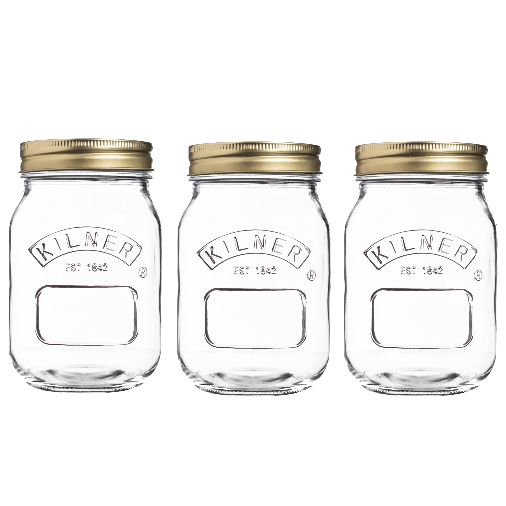 Kilner Preserve Jar Set of 3 x 0.5L (500ml) Round Glass Screw Top Lid Preservation Storage Jar for Jams, Chutneys, and Small Pickled Fruits