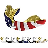 OPRO Instant Custom-Fit Mouth Guard, Dentist-Level Comfort, Protection & Fit - Moldable Mouthguard for Football, Boxing, Rugby, MMA, BJJ, UFC Mouth Piece- Includes Mouth Guard Case (Gold Teeth, Adult)