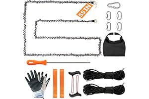 PANZHENG Rope saw PANGZHENG Rope Saw for Tree Limbs, 55 Inch Rope Chain Saw with 70 Sharp Teeth Rope saw tree saw high limb Pocket Chainsaw, Tree Limb Saw, Rope Chainsaw