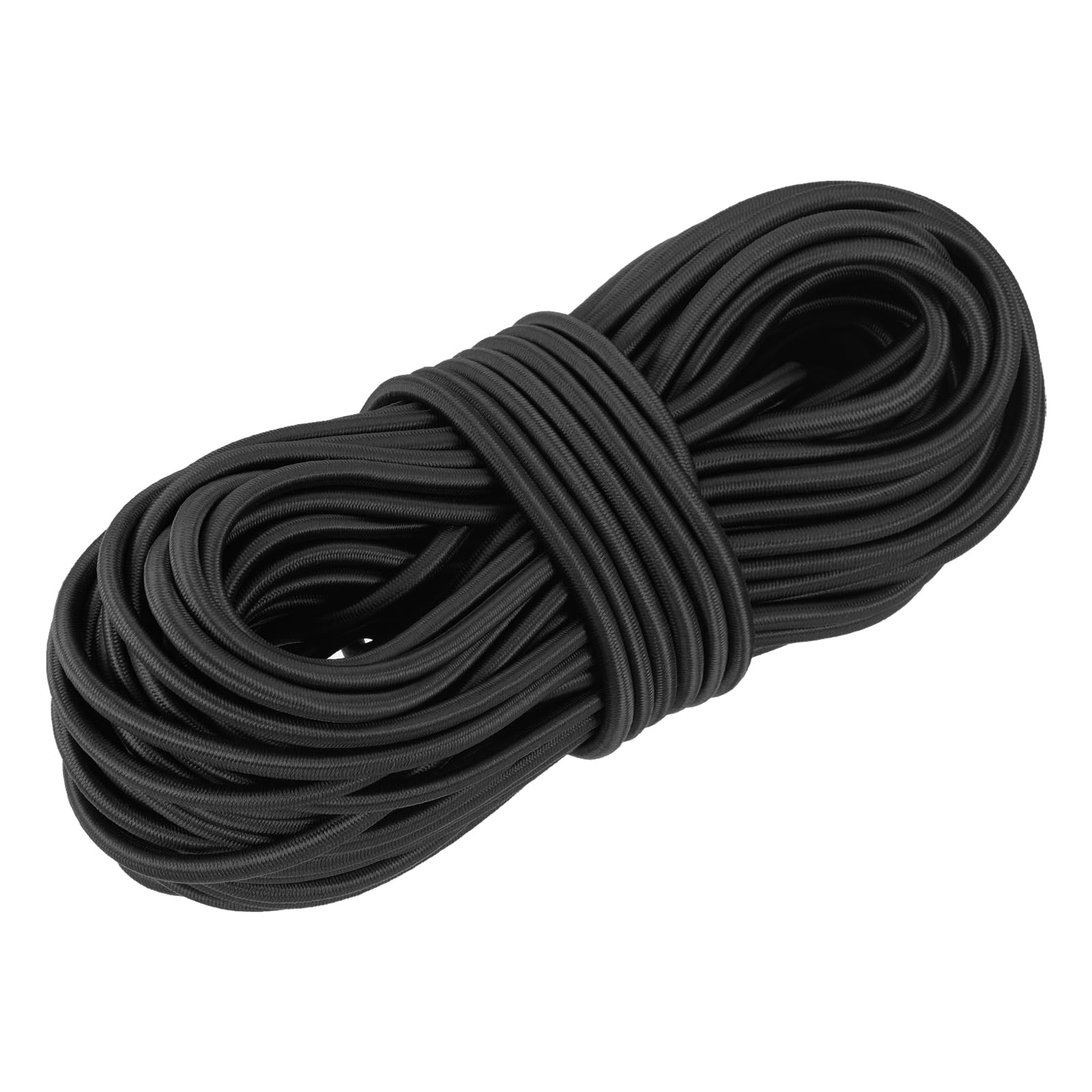 DMiotech 6mm Shock Cord, 30 M Black Bungee Cord Tent Pole Shock Cord Round Elastic Kayak Rope Stretch String Marine Grade Heavy Polyester for DIY Projects Tie Downs