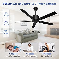 BECLOG Ceiling Fan with Remote Control, Ceiling