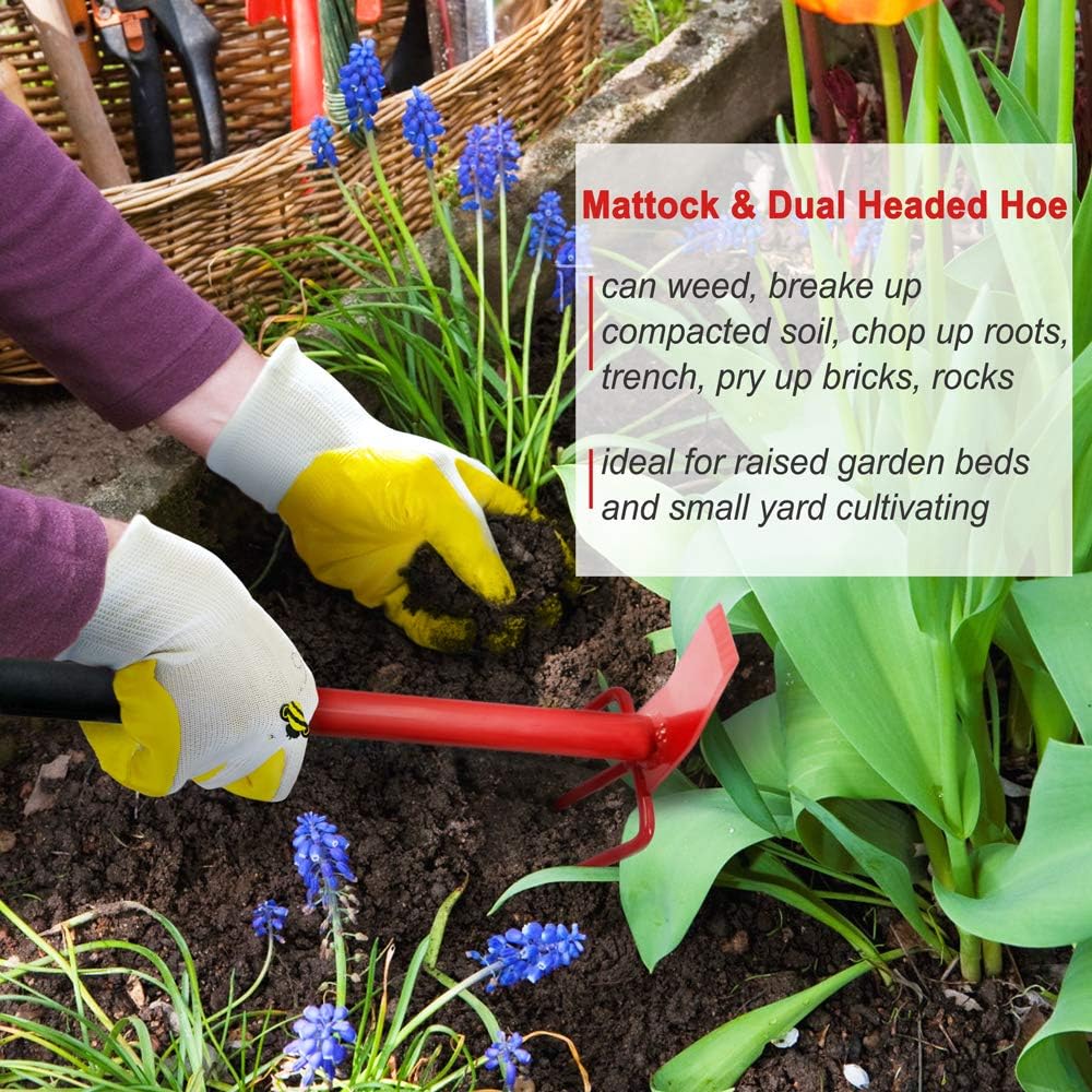 Colwelt Hand Cultivator 14'', All Steel Hoe and Cultivator with Carbon Steel Blade & Nonslip Ergonomic Handle, Heavy Duty Vegetable Tiller Terra Mattock for Loosening Compacted Soil, Weeding, Digging : Garden & Outdoor