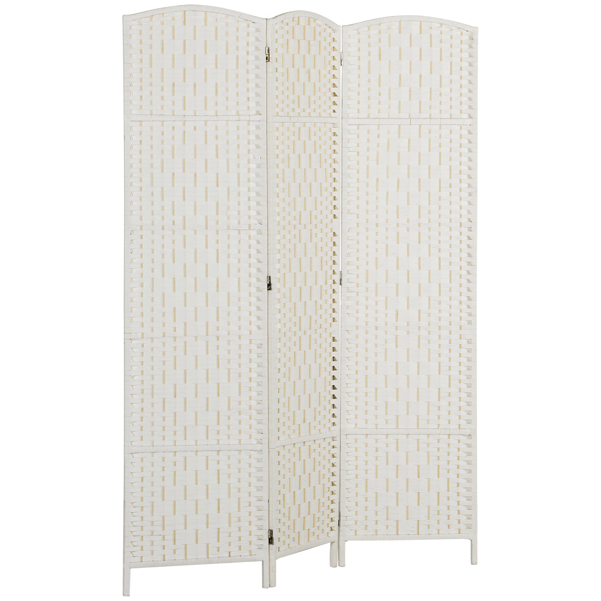 Photo 1 of ***DAMAGE SHOWN IN THE PHOTO***HOMCOM Room Divider, 3 Panel Folding Privacy Screen, 6FT Tall Portable Wicker Weave Partition Wall Divider for Bedroom, Home Office, White