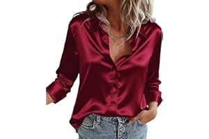 Zeagoo Satin Blouses for Women Casual Long Sleeve Button Down Silk Shirts Dressy Business Work Tunic Top
