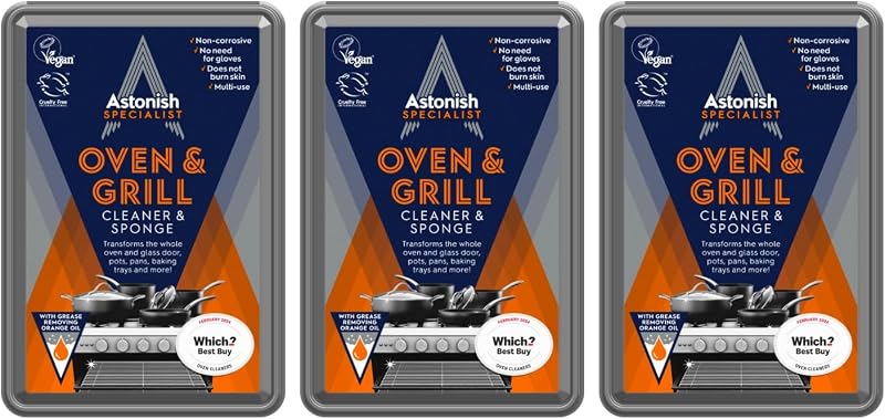 Astonish Oven & Grill Cleaner & Sponge Multipack 3 x 250g Orange Oil