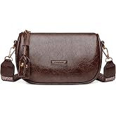 Kiss Sea Small Crossbody Purse for Women Vegan Leather Crossbody Bag with Two Adjustable Straps Shoulder Purse for Travel