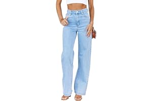 ETTELO Womens Jeans Mid Waisted Straight Leg Loose Stretchy Lightweight Tummy Control Trendy Jeans for Women 2024
