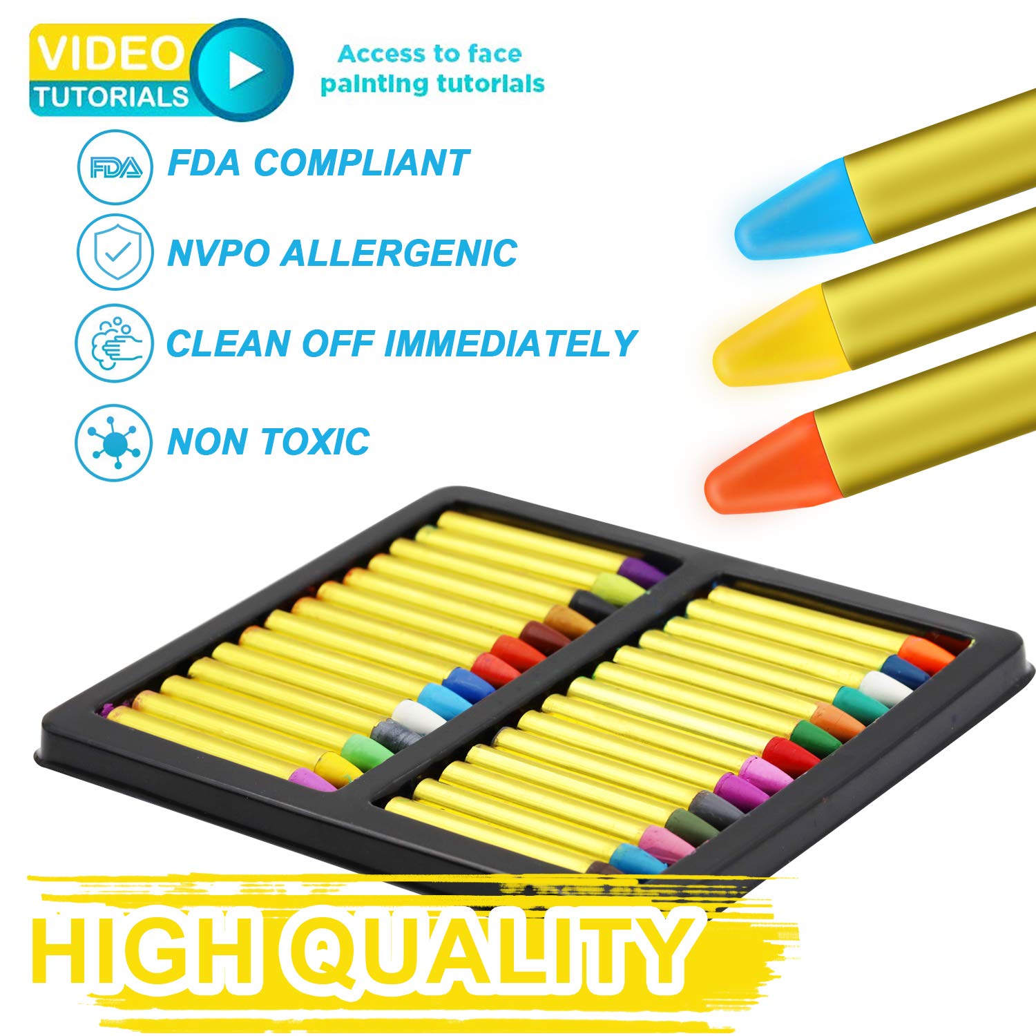 Face Painting Kits for Kids, Panvox 28 Colors Crayons Body Paint Face Paint Kit for Kids Professional Makeup Kit with No Toxic for Halloween