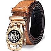Barry.Wang Designer Mens Belts Leather Ratchet 1 3/8" Adjustable Sliding Buckle Dress Belt Automatic Strap Golf Business