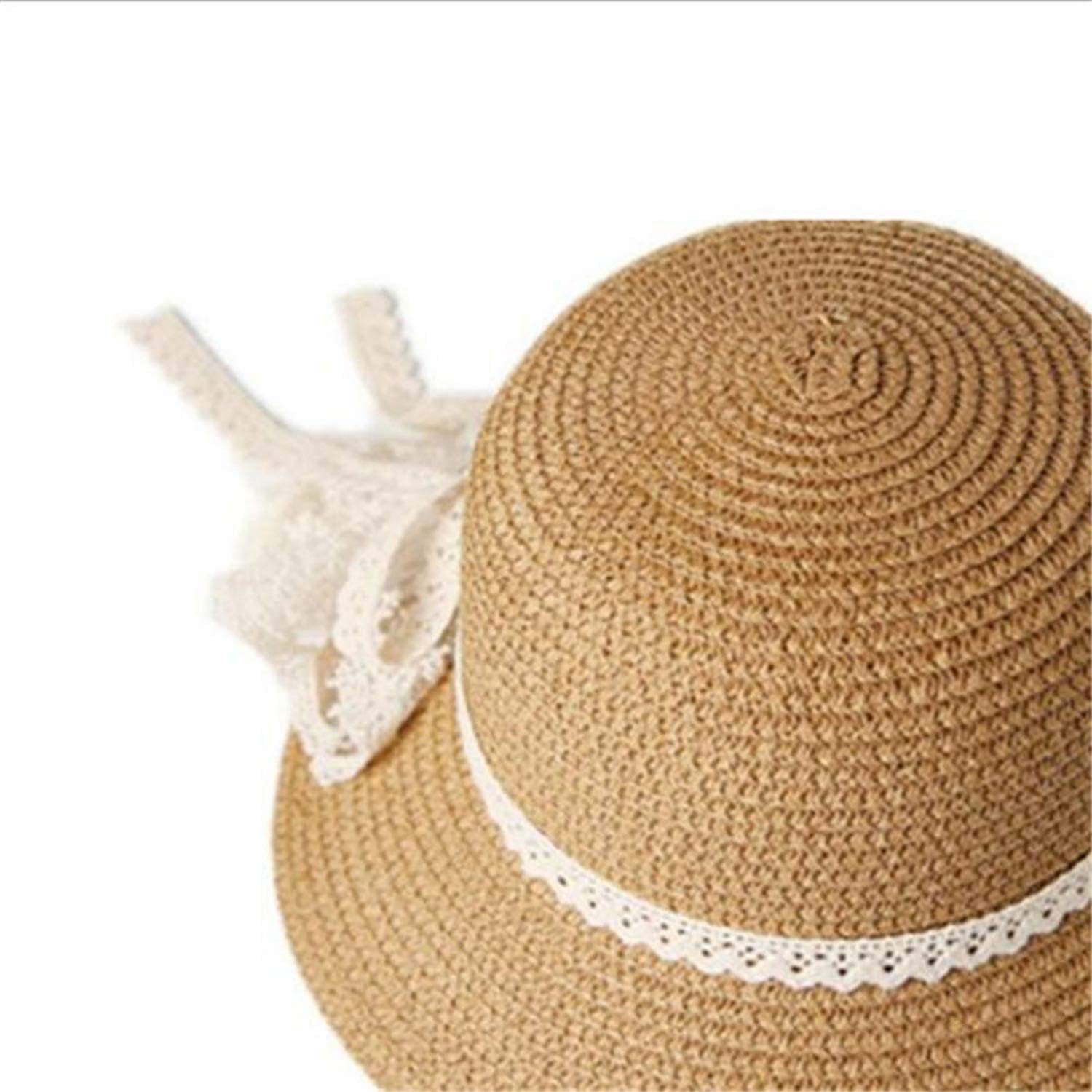 1pcs Sunhat Beautiful Lace Decor Bow Sun Cap Makeup Cap for Outdoor Beach Girl Travel Kid Children Girls,A