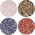 1 lb Crystal Chips in Bulk with 4 Colors, Rose Quartz/Amethyst/Tiger Eye/red Jasper Crushed Healing Crystal Quartz Rocks Reiki Decoration Irregular Shaped Chips Stones DIY Meditation Reiki Chakra