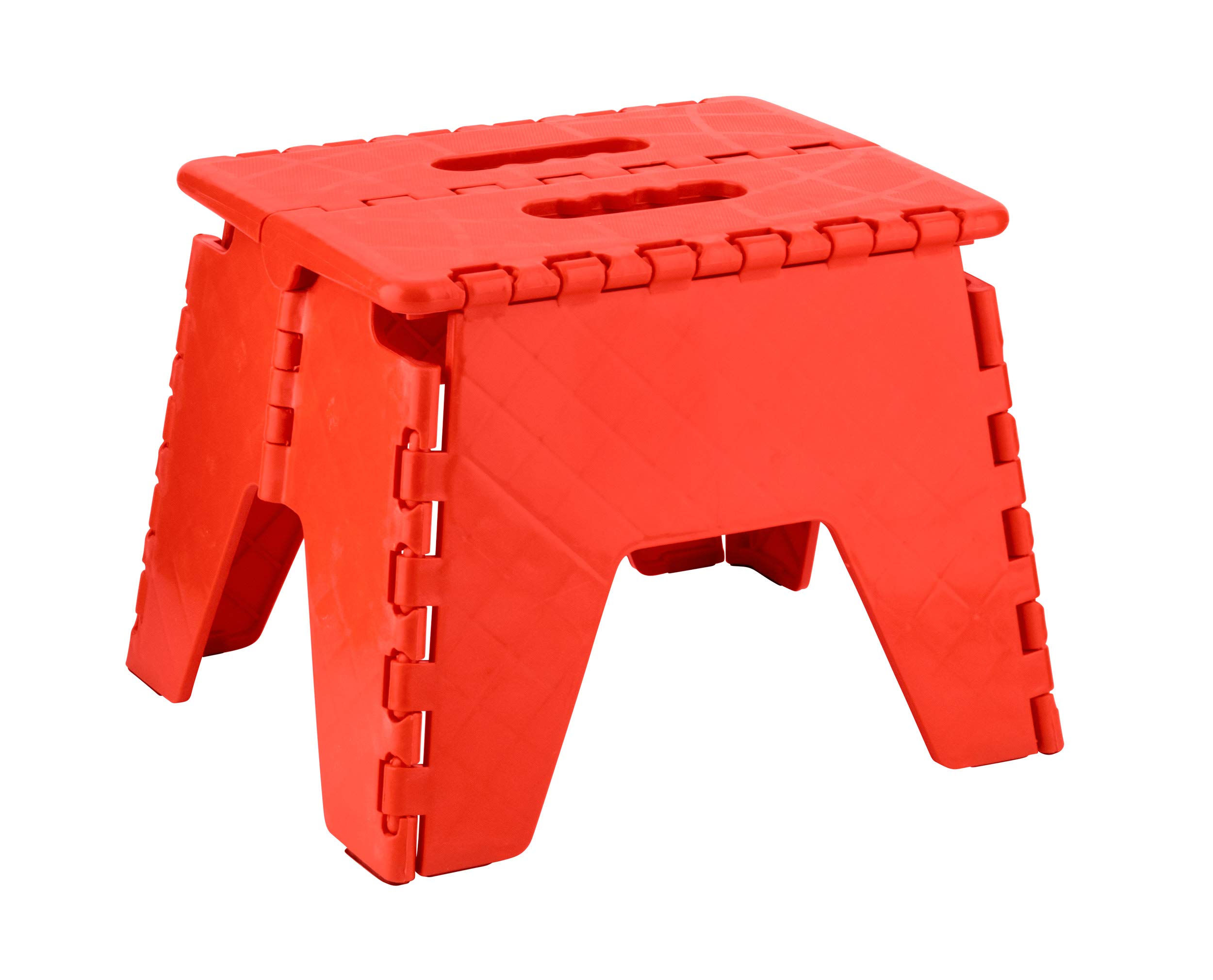 HOMESHOPA Heavy Duty Folding Step Stool - 9 INCH Anti Slip Foldable Step Up Stool, Portable Lightweight & Sturdy Stepping Stool For Kids, Adults, With Carry Handle For Home, Kitchen, Office (Red)