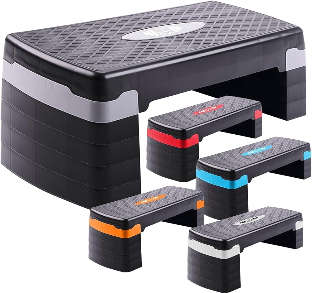 FK Sports Stepper Exercise & Workout 5 Level Adjustable Height Grey