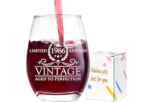 Lamyba 40th Birthday Gifts Women, Vintage 1986 40th Birthday Wine Glass, 40th Bday Present for Women Wife Female Daughter Friends Sister, Best 40th Birthday Gift Ideas