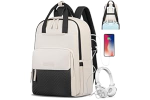 RAINSMORE Laptop Backpack for Women 15.6 Inch Waterproof Work Travel Backpacks for Women Large Quilted College Bookbag with U