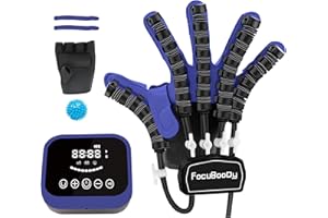 FocuBoody Hand Rehabilitation Robot Gloves Mobility Finger Training Equipment for Hemiplegia Stroke Cerebral Palsy Patient with USB Chargeable Right Hand (Blue Size M)