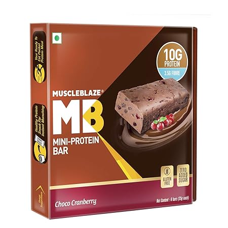 MuscleBlaze Protein Bar (10g Protein), 6 Piece(s)/Pack Choco Cranberry