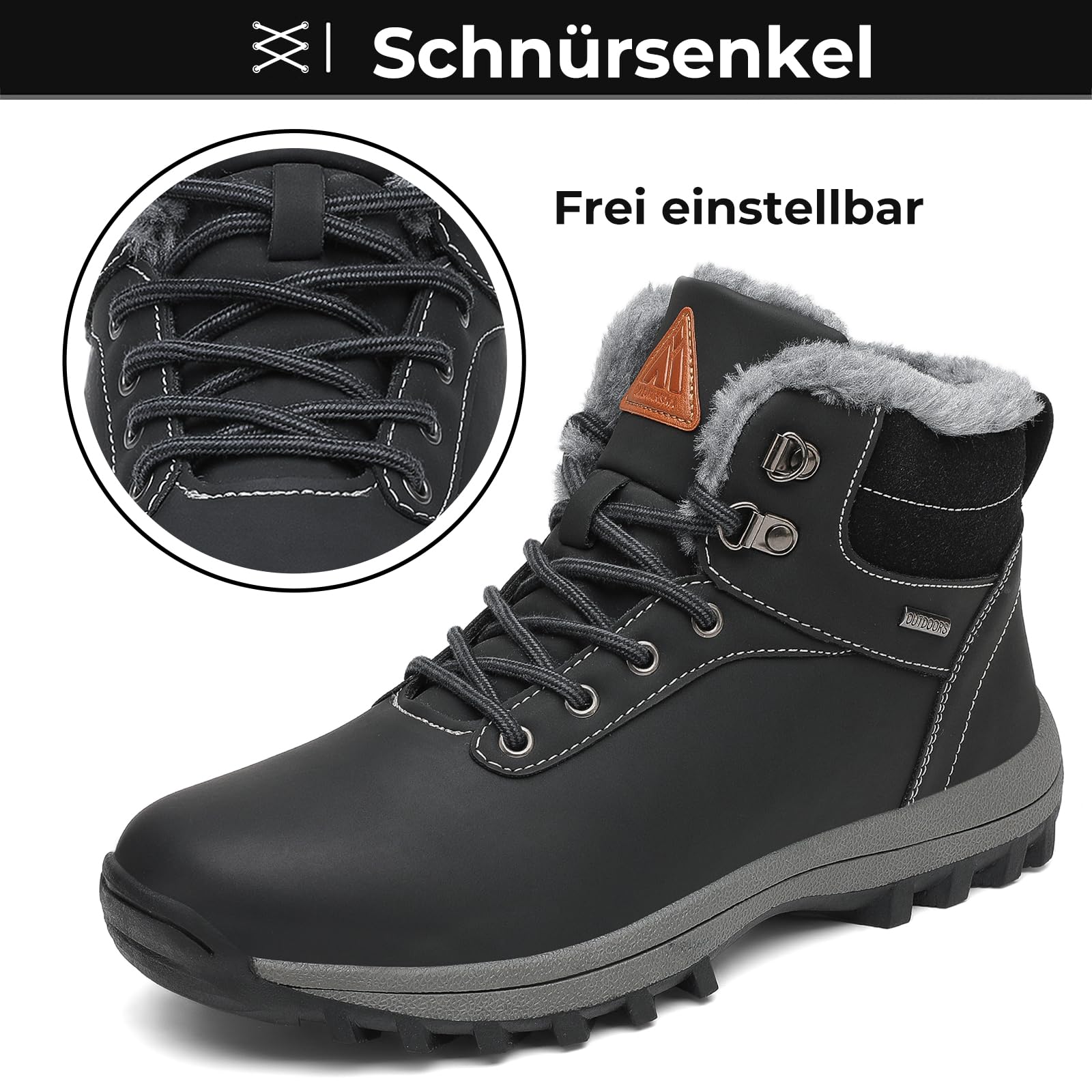 Mishansha Winterschuhe Herren Gefüttert Winterstiefel Damen Warm WinterBoots Wasserfeste Schwarz 42 3