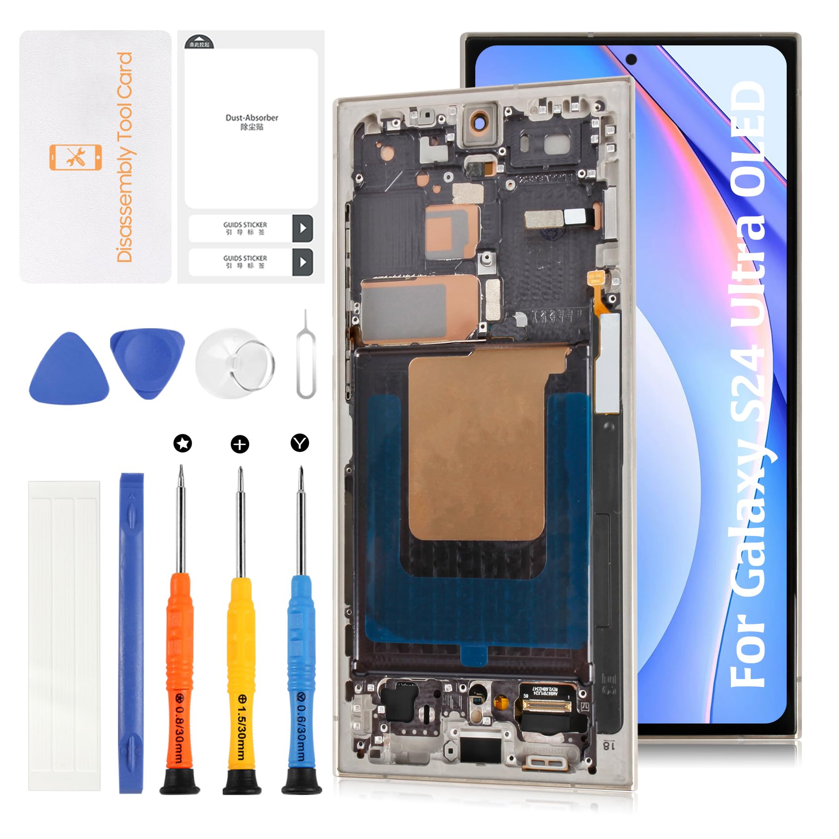Photo 1 of Olivechard AMOLED Galaxy S24 Ultra LCD (Fingerprint Support) 6.78"+Titanium Gray/Violet/Orange Frame LCD Screen Replacement S928U S928A for Samsung Galaxy S24 Ultra Display Touch Digitizer Assembly